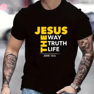 T-shirt imprimé Jésus, t-shirts pour hommes, T-shirt décontracté à manches courtes pour l'été décontracté pour un confort toutes saisons et un entretien facile