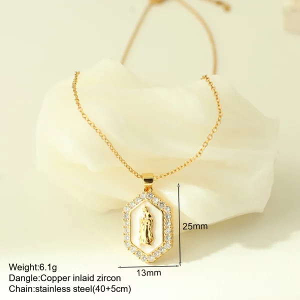 Nouveau en été couleur or bijoux pour Boho Croix et Vierge Marie Collier Pour Femmes En Acier Inoxydable Longue Chaîne Jésus Choker – Image 23