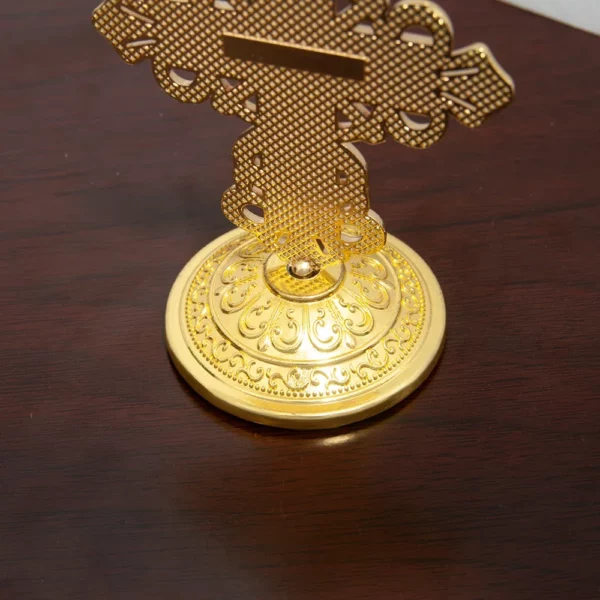 Croix orthodoxe Croix de Jésus à trois barres plaquée or 3,5 pouces Décor d'église Cadeau religieux Symbole spirituel Croix orthodoxe – Image 8