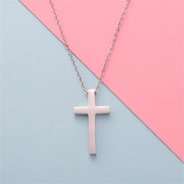Pendentif croix de jésus pour femmes, couleur or argent, collier croix de foi en acier inoxydable, bijoux religieux, cadeau 2025 – Image 11