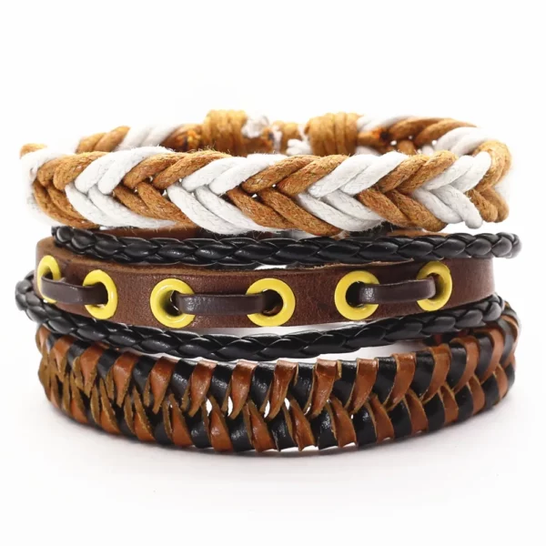 WESTBULL 3 pièces/ensemble Bracelets en cuir multicouche pour hommes croix charme Homme Bracelets cadeau bijoux – Image 13