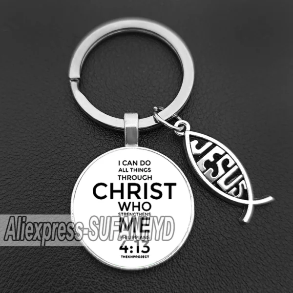 J'aime Jésus porte-clés pour femmes porte-clés chrétien croix cadeau pour hommes – Image 3