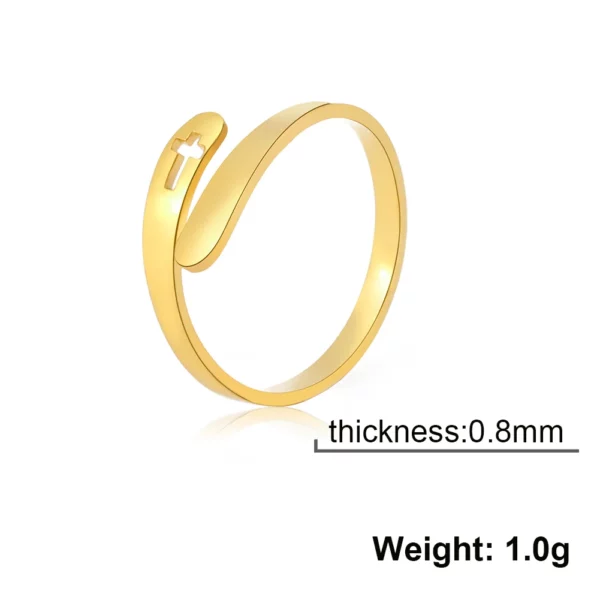 COOLTIME croix anneaux en acier inoxydable pour femmes taille réglable bague bijoux fiançailles anniversaire cadeau 2025 nouveau – Image 6