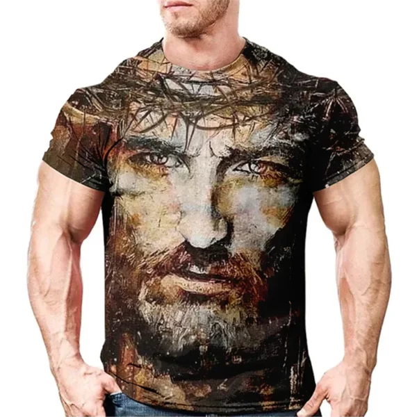T-shirt vintage Jésus Christ pour hommes, vêtements pour hommes, haut précieux, impression HD, décontracté, manches courtes, rue, t-shirts de haute qualité – Image 8