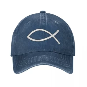 Été Homme jésus poisson Ichthys symbole chrétien casquettes de Baseball Vintage Cowboy chapeaux Sport jean casquette chapeaux