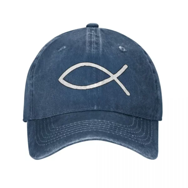 Été Homme jésus poisson Ichthys symbole chrétien casquettes de Baseball Vintage Cowboy chapeaux Sport jean casquette chapeaux