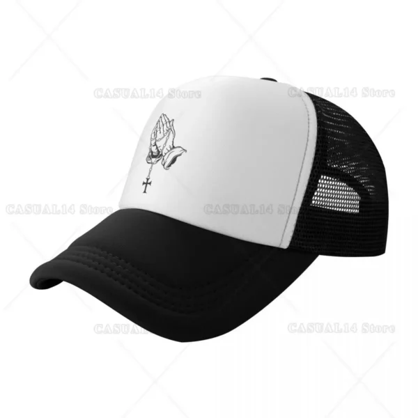 Casquette de camionneur réglable pour adultes, chapeaux Snapback Hip Hop, Jésus, Marie, Dieu chrétien, Foi, Mains en prière, Baseball – Image 2