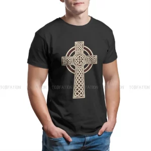 T-shirt 100% coton homme, personnalisé avec croix celtique, église romaine catholique, dieu et jésus Christ