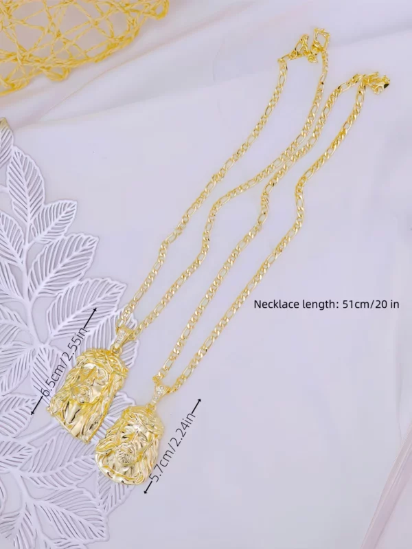 2 tailles Hip Hop Style Punk dieu jésus tête de luxe plaqué or pendentif collier Figaro chaîne hommes femmes bijoux – Image 2