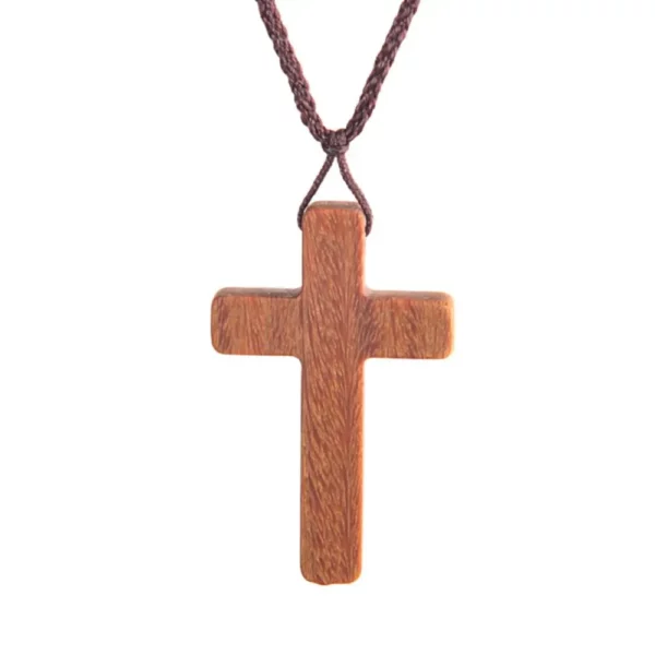 Collier religieux en bois d'ébène naturel, pendentif en bois de santal, croix en bois noir et brun, nouveau Design, cadeau – Image 14