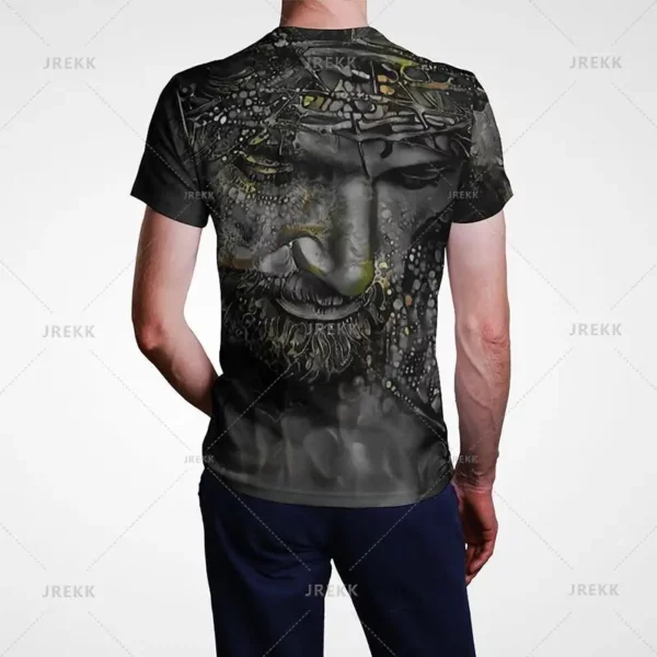 T-shirt à manches courtes imprimé 3D pour hommes et femmes, vêtements de rue décontractés, vêtements vintage, impression graphique du Christ Jésus, pop et hip hop, été – Image 48