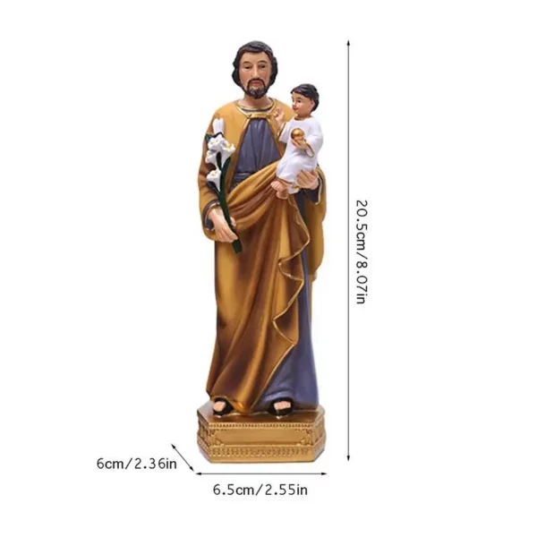 Figurine religieuse Saint Joseph portant l'enfant Jésus intensifie, modèle en résine Auckland, sculpture Saint Joseph, dieu Christ, décor de bureau d'église – Image 6