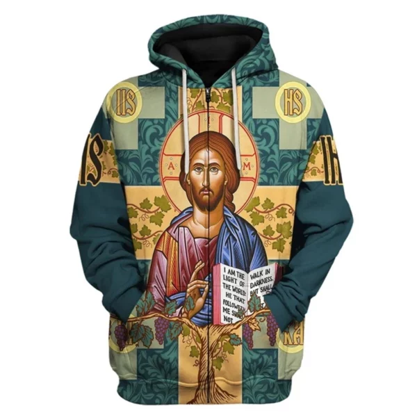 Sweats à capuche College en 3D pour hommes, motif de la Vierge Marie, sweats à capuche zippés, mode masculine, sweat à capuche PVD, survêtement respirant, vêtements de combinaison pour hommes – Image 6