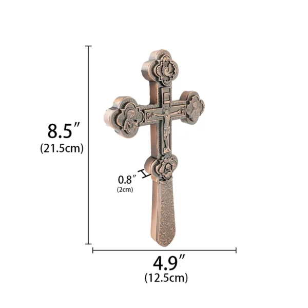 Croix de jésus orthodoxe Croix orthodoxe à main 8,5 pouces en alliage de zinc croix dorée culte prière baptême orthodoxe – Image 5
