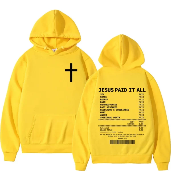 Salut jésus payé tout sweats à capuche verset de la Bible chrétienne hommes femmes vêtements Hip Hop Vintage sweats pulls surdimensionnés – Image 8