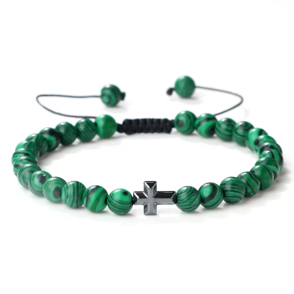 Bracelet en Pierre Naturelle pour Homme et Femme, Pendentif Croix de Jésus, Œil de Tigre Perlé, Tressé, Guérison Énergétique, Bijoux à la Mode, Cadeau, 6mm – Image 15