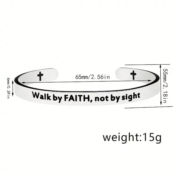 Citation jésus écriture chrétienne verset de la Bible Bracelet manchette ouverte en acier inoxydable Bracelet et bracelets croisés – Image 5