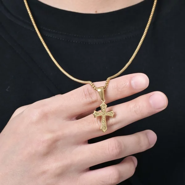 Collier pendentif croix pour hommes et femmes, colliers en acier inoxydable, colliers chics, cadeaux de bijoux classiques chrétiens, 50 cm, 55 cm, 60cm – Image 3