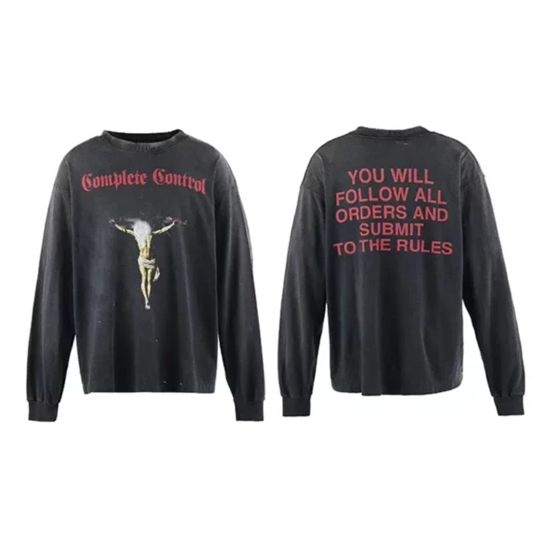 Toutes les saisons meilleure qualité coton Vintage lavé noir endommagé t-shirt hommes femmes jésus imprimé Saint à manches longues t-shirts hauts – Image 24