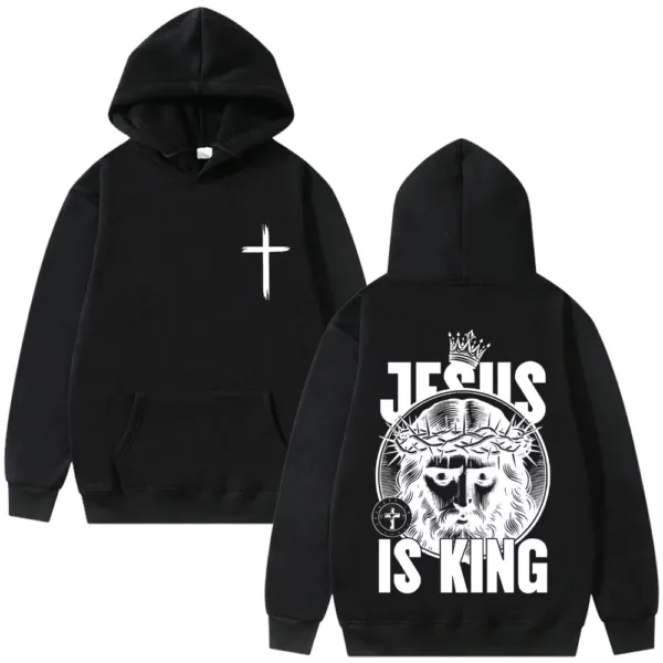 Christian jésus est roi sweat à capuche graphique hommes femmes Hip Hop mode Vintage surdimensionné Streetwear unisexe polaire coton sweat – Image 2