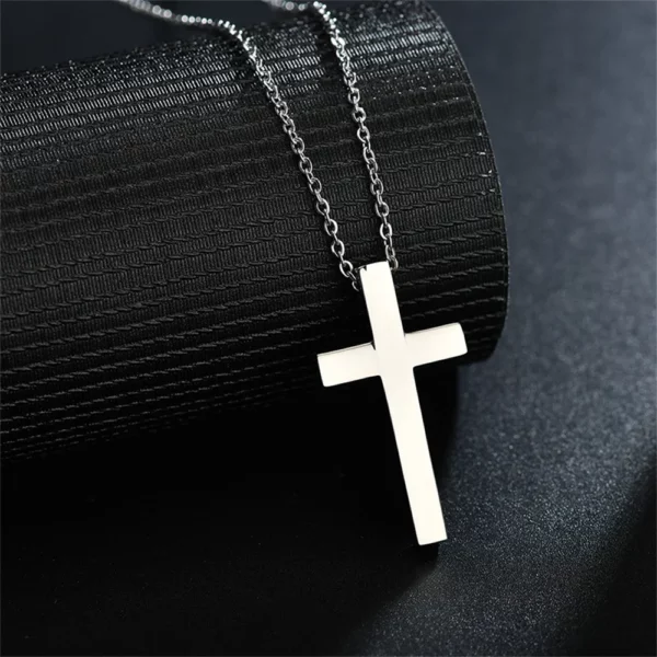 Pendentif croix de jésus pour femmes, couleur or argent, collier croix de foi en acier inoxydable, bijoux religieux, cadeau 2025 – Image 6