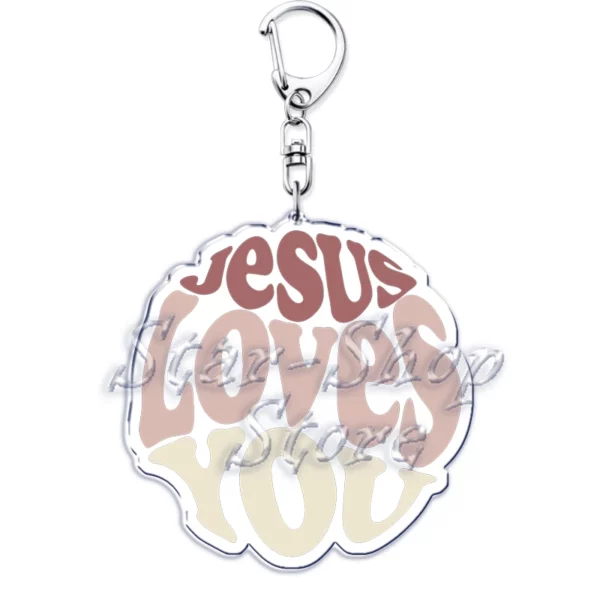 Jésus vous aime lettre porte-clés dieu chrétien Bible citation porte-clés pour accessoires sac pendentif porte-clés bijoux Fans amant cadeau – Image 26