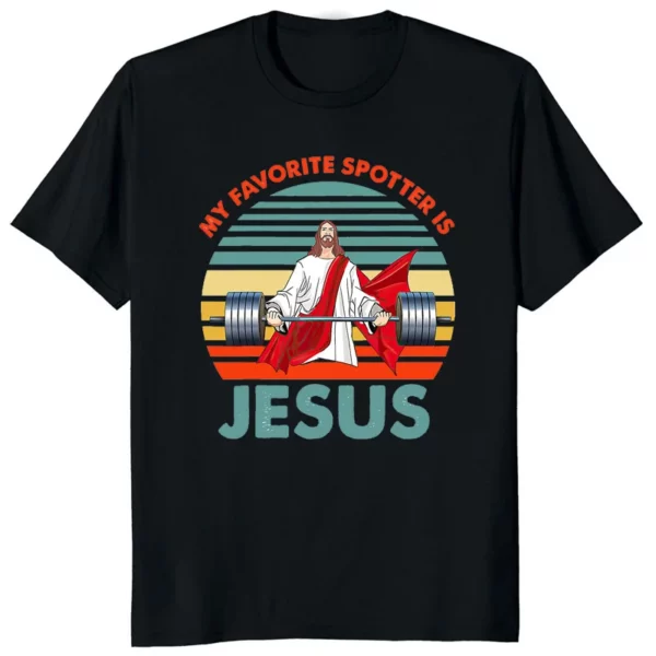 Rétro Vintage jésus Christ gymnase t-shirts hommes pur foi chrétienne t-shirt haut à manches courtes drôle imprimé graphique t-shirt cadeau – Image 3