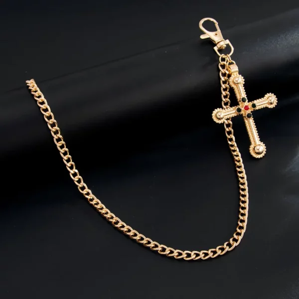 52CM Punk croix jésus pendentif porte-clés pour hommes Rock Goth pantalon taille ceinture portefeuille sac chaîne jean pantalon mâle bijoux Grunge – Image 9