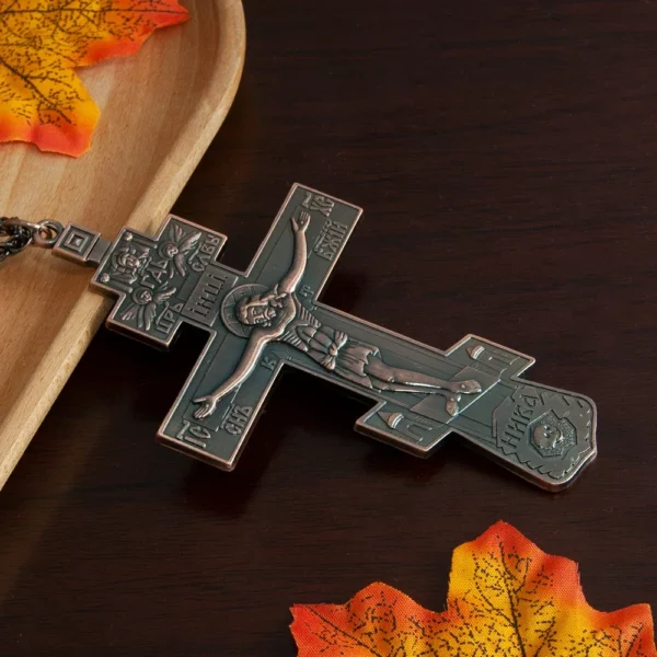 Collier avec pendentif croix pectorale plaquée or, Crucifix orthodoxe de jésus-Christ, pour prêtre et croyants – Image 14