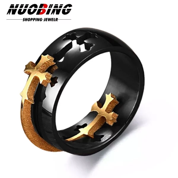 Bague de Couple gothique en acier inoxydable, anneau détachable personnalisé avec croix de jésus, bijoux Punk de luxe personnalisés, cadeau de mariage