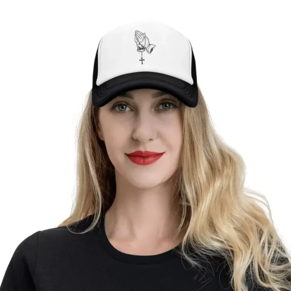 Casquette de camionneur réglable pour adultes, chapeaux Snapback Hip Hop, Jésus, Marie, Dieu chrétien, Foi, Mains en prière, Baseball – Image 22