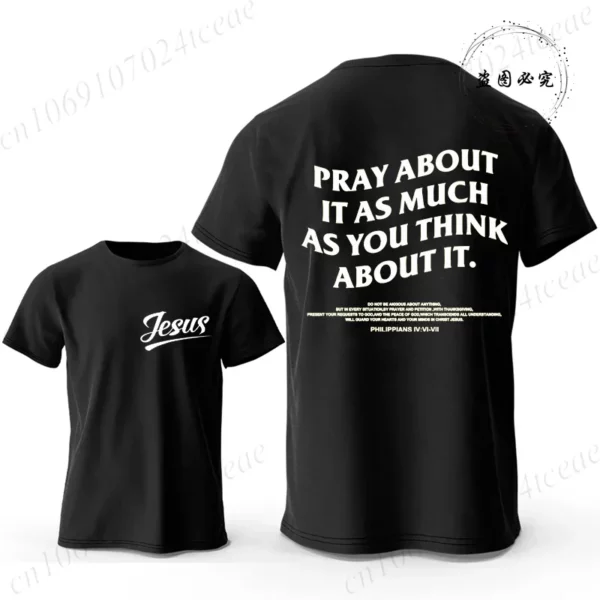 Croyez la croix jésus graphique créatif hommes T-shirts mode été esthétique T-shirts décontracté à manches courtes t-shirt hauts chrétiens – Image 20