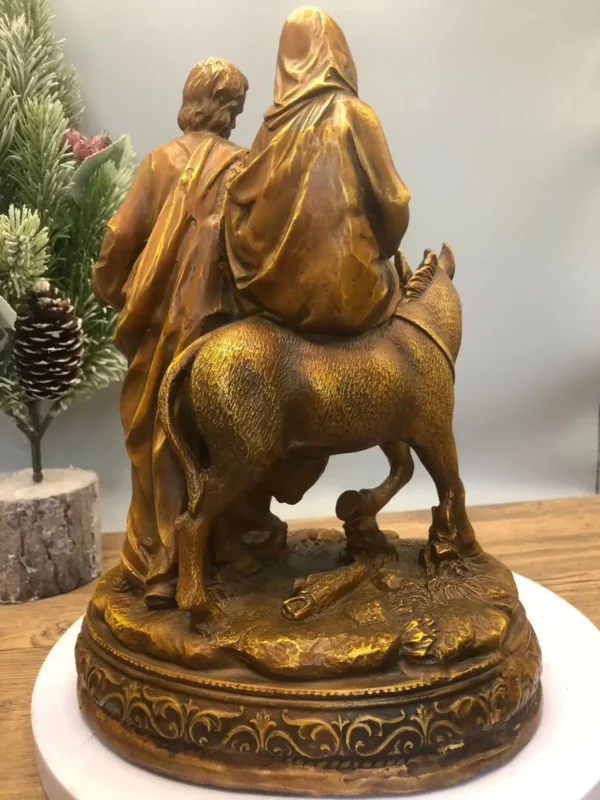 ancienne collection de christianisme catholicisme sculpture en bronze chrétien statue religieuse Madonna marie jésus foi cuivre sainte famille – Image 3