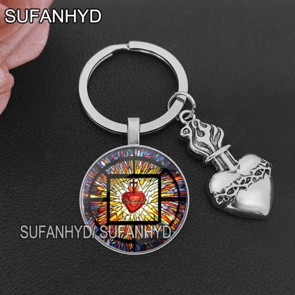 Porte-clés du Sacré Coeur de Jésus pour Maison Porte-clés Catholique pour Femme et Homme – Image 10