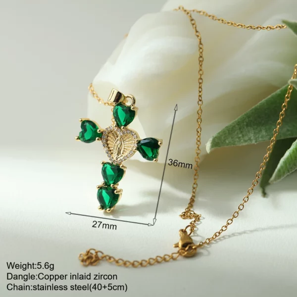 Nouveau en été couleur or bijoux pour Boho Croix et Vierge Marie Collier Pour Femmes En Acier Inoxydable Longue Chaîne Jésus Choker – Image 45