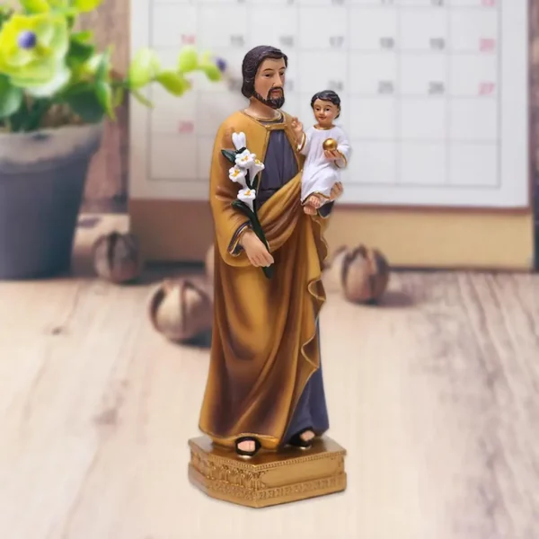 Statues en résine de Saint Joseph pour enfant, Base d'assiette, Figurines religieuses de prière familiale, Sculpture, décoration de maison, ornement – Image 5