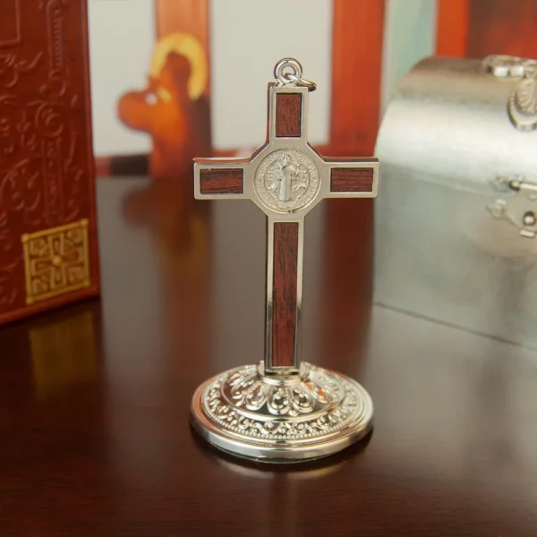 HT – crucifix de jésus en métal, fournisseur d'église, croix de Table catholique avec support pour les prières du Christ, décoration de maison de Jérusalem – Image 12
