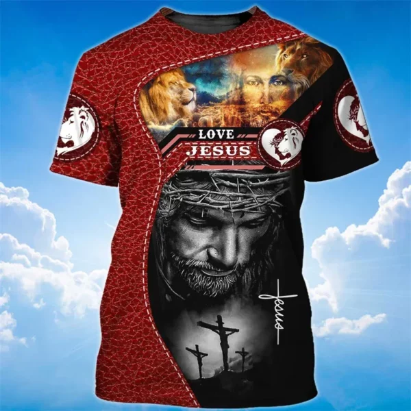 T-shirt unisexe à manches courtes pour hommes, impression 3D de Dieu Jésus, impression du christianisme, t-shirt graphique de croyance, mode enfant, Harajuyku, été, nouveau – Image 4