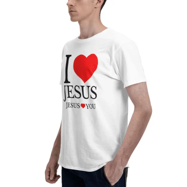 J'aime le jésus jésus vous aimez T-Shirt christien Couple Y2K basique 100% coton T-Shirts été O cou T-Shirts pas cher surdimensionné hauts – Image 3