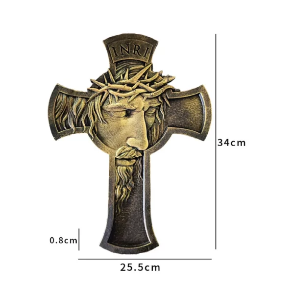 Croix murale en résine exquise, Crucifix chrétien 3D fabriqué à la main, décoration de maison, cadeau religieux pour hommes, ornement de noël et d'église – Image 11