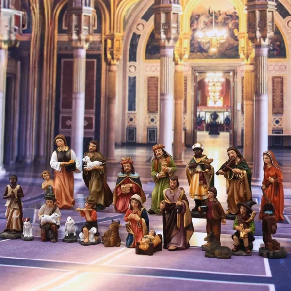 Ornement de naissance du Christ, scène de la Nativité, artisanat en résine, décoration de crèche de Noël, figurine catholique Auckland, cadeaux, 20 pièces par ensemble – Image 4