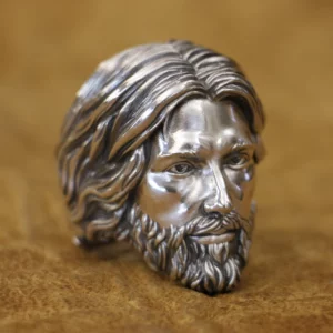 Bague punk en argent regardé 925 avec détails de Jésus-Christ, TA465, taille américaine 8-15