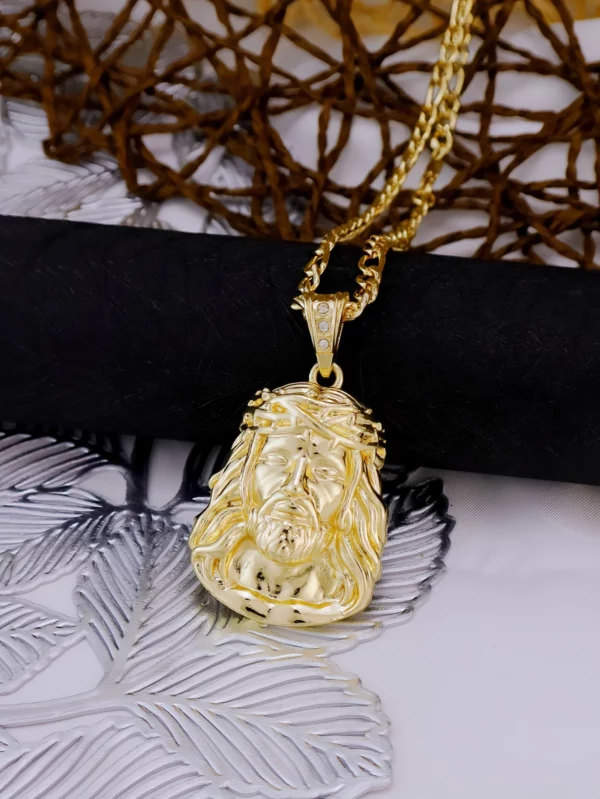 2 tailles Hip Hop Style Punk dieu jésus tête de luxe plaqué or pendentif collier Figaro chaîne hommes femmes bijoux – Image 5