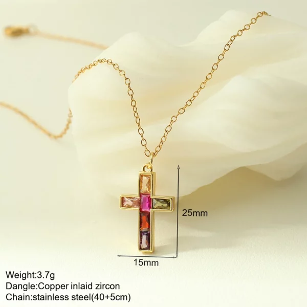Croix Collier Pour Les Femmes Bohème Jésus Vierge Marie Choker Boho Zircon Colliers En Acier Inoxydable Longue Chaîne Nouveau Dans le cou Bijoux – Image 25
