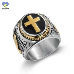 Bague rétro en acier inoxydable pour hommes, sans rouille, étanche, Hip Hop, jésus, croix à main, Punk, bijoux