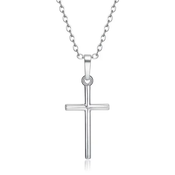 Collier de luxe avec pendentifs croix en Zircon, couleur argent doré clair, pour hommes et femmes, accessoire de chaîne de bijoux – Image 9
