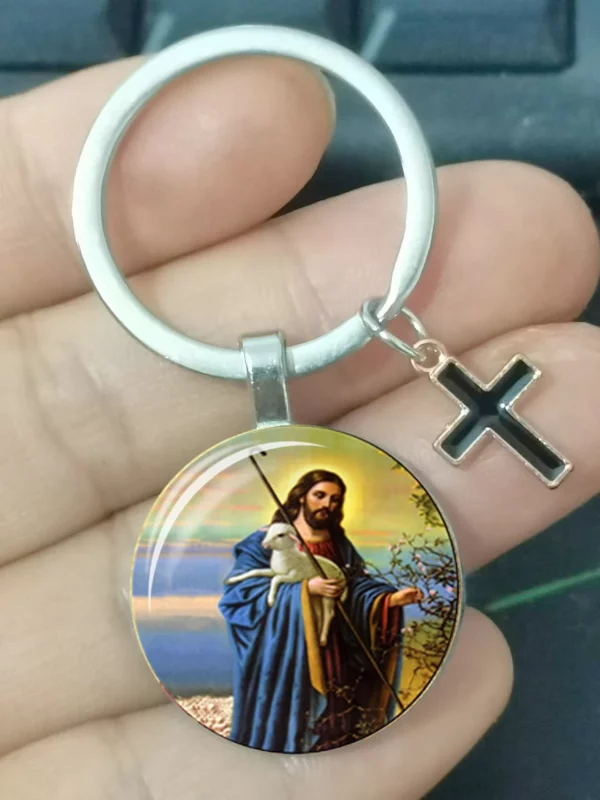 Vierge Marie, Mère des Bébés, Porte-clés, Jésus Christ, Pendentif Chrétien, Religion Catholique, Bijoux en Verre, Cadeau pour Homme et Femme – Image 7