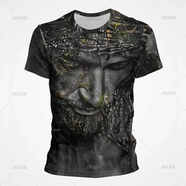 T-shirt à manches courtes imprimé 3D pour hommes et femmes, vêtements de rue décontractés, vêtements vintage, impression graphique du Christ Jésus, pop et hip hop, été – Image 18