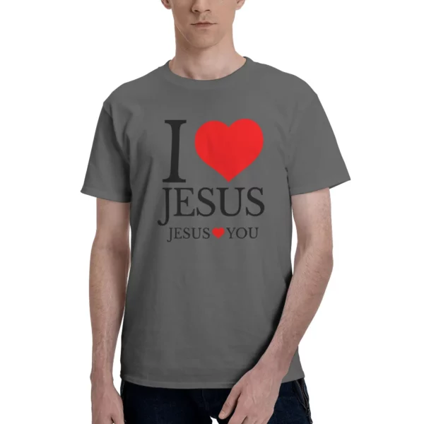 J'aime le jésus jésus vous aimez T-Shirt christien Couple Y2K basique 100% coton T-Shirts été O cou T-Shirts pas cher surdimensionné hauts – Image 7