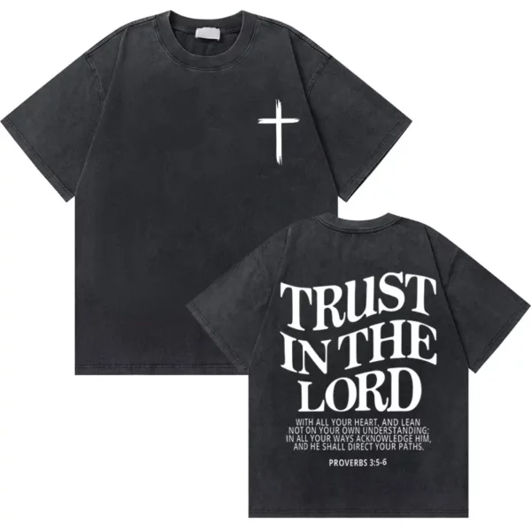 Lavé Vintage chrétien jésus bonnes nouvelles dieu vous aime verset de la Bible graphique T-shirts hommes femmes mode décontracté surdimensionné t-shirt – Image 24